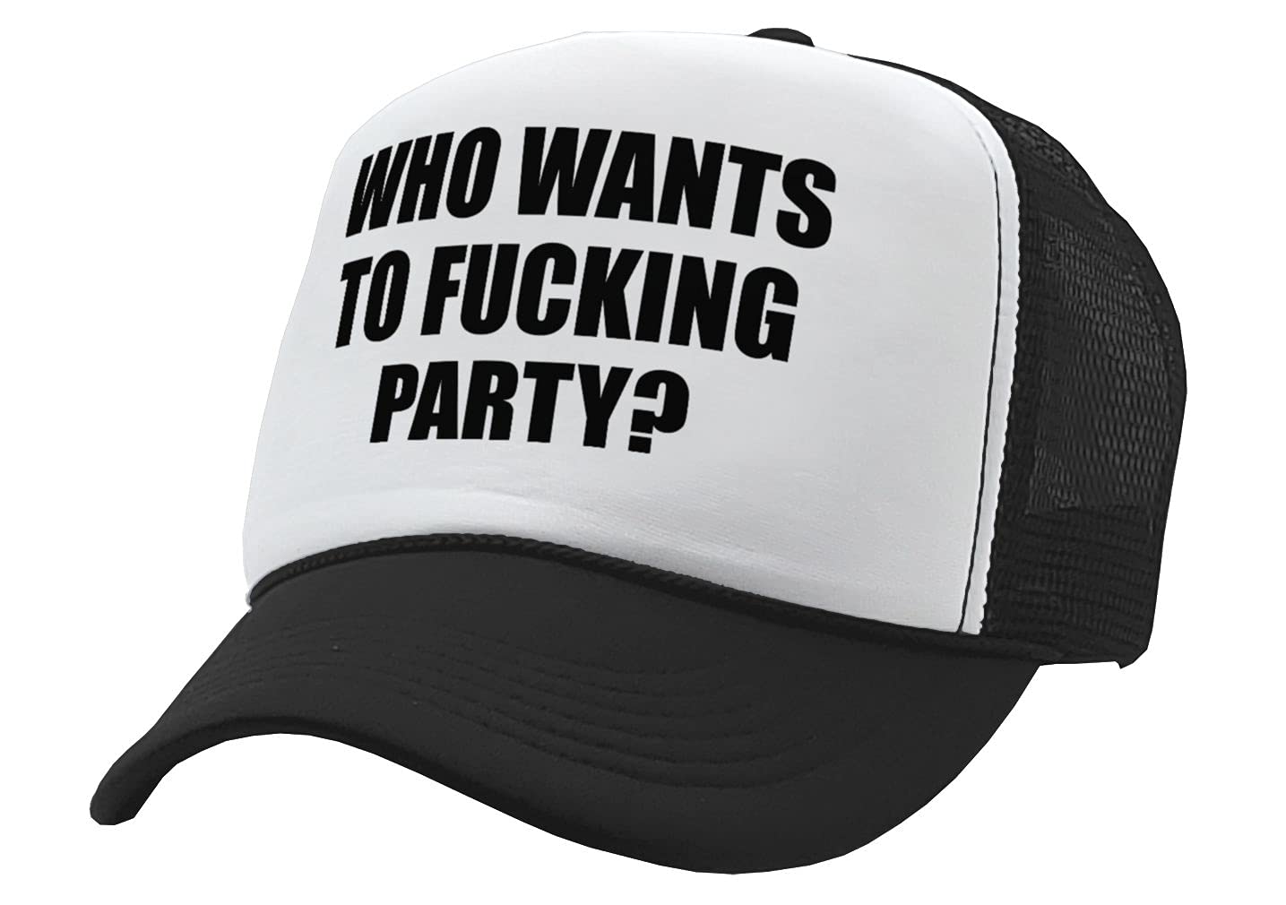 WHO Wants to Fucking Party - College Beer - Vintage Retro Style Trucker Cap Hat