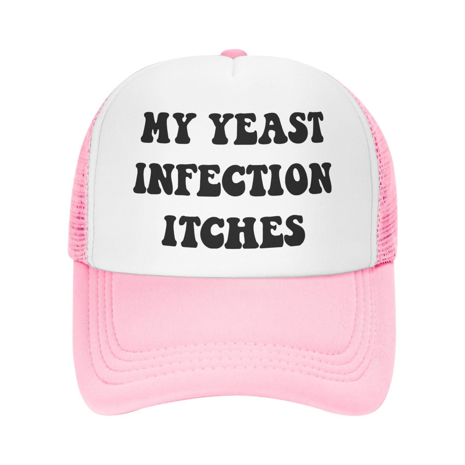 My Yeast Infection Itches Funny Gag Trucker Hat for Adult Humor Adjustable Mesh Sport Baseball Caps for Women Men Black