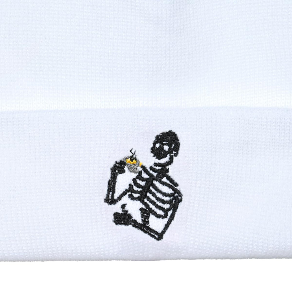 Embroidered Beanie for Men Women Stretch Knited Winter Hat Warm Cuffed Skeleton Hat Skull Cap
