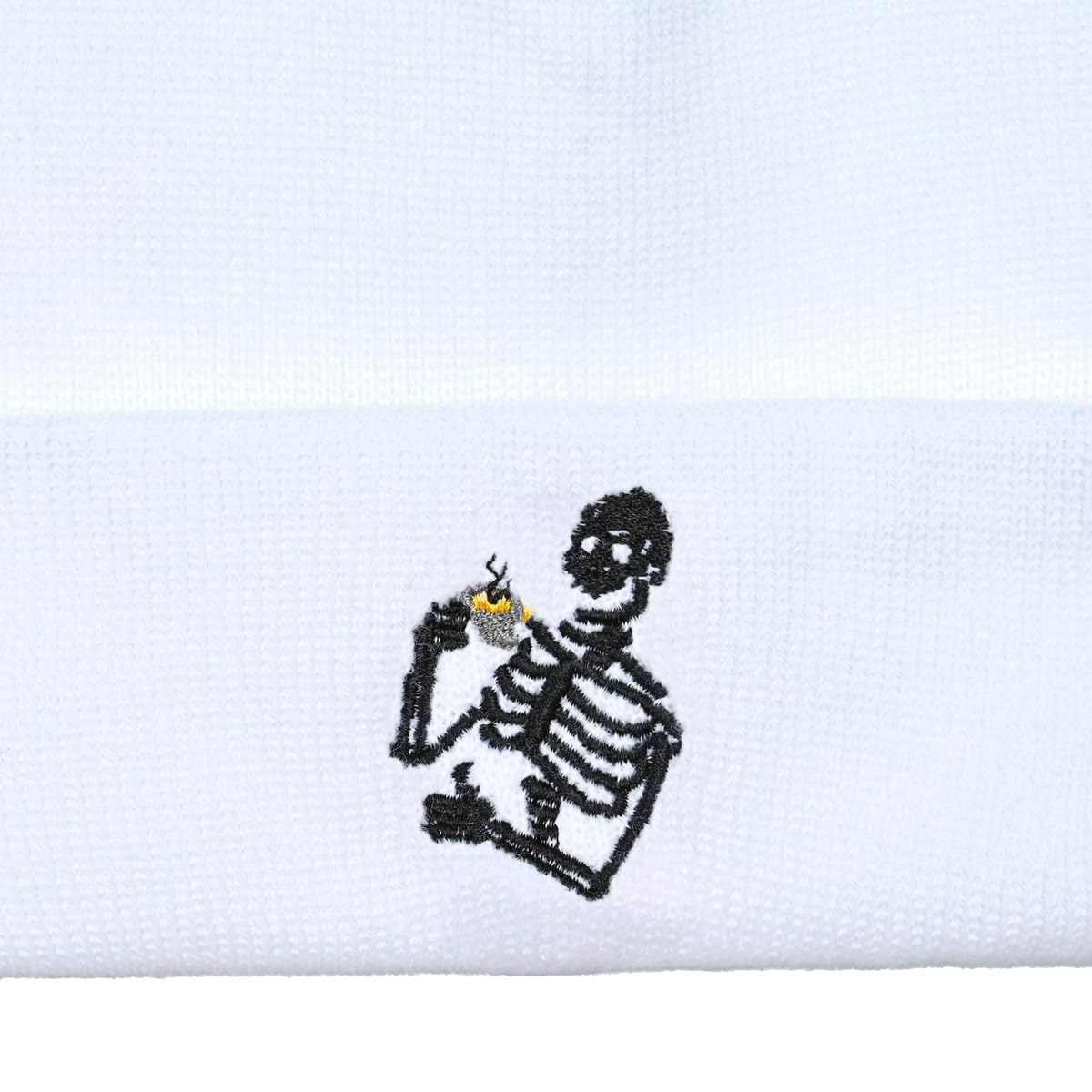 Embroidered Beanie for Men Women Stretch Knited Winter Hat Warm Cuffed Skeleton Hat Skull Cap