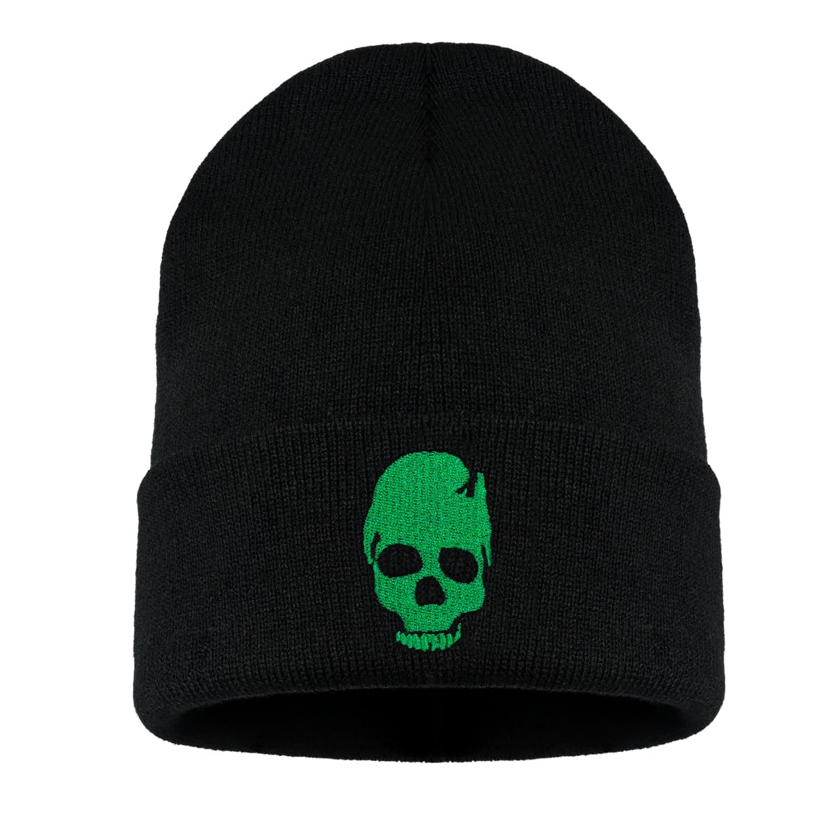 Embroidered Beanie for Men Women Stretch Knited Winter Hat Warm Cuffed Skeleton Hat Skull Cap