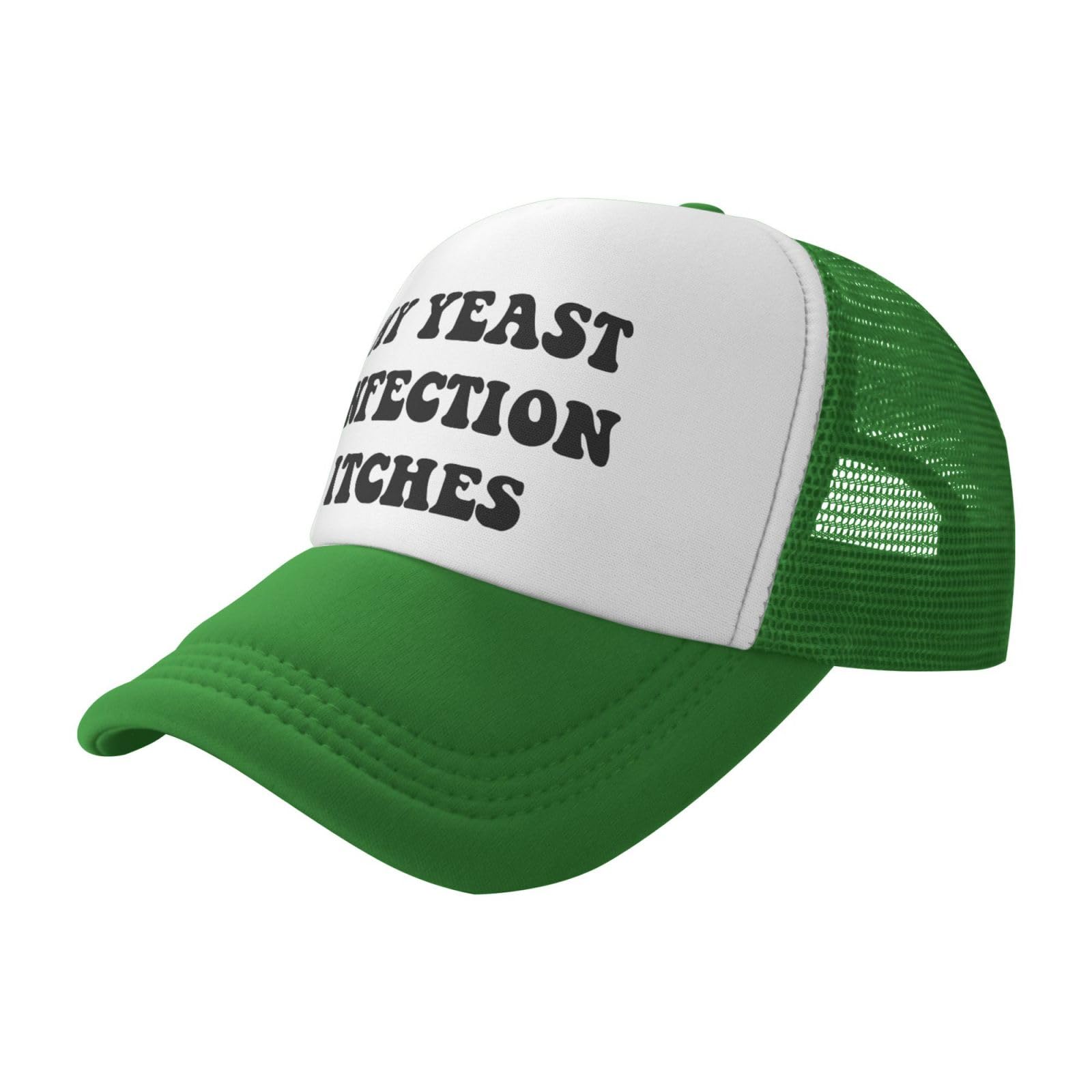 My Yeast Infection Itches Funny Gag Trucker Hat for Adult Humor Adjustable Mesh Sport Baseball Caps for Women Men Black
