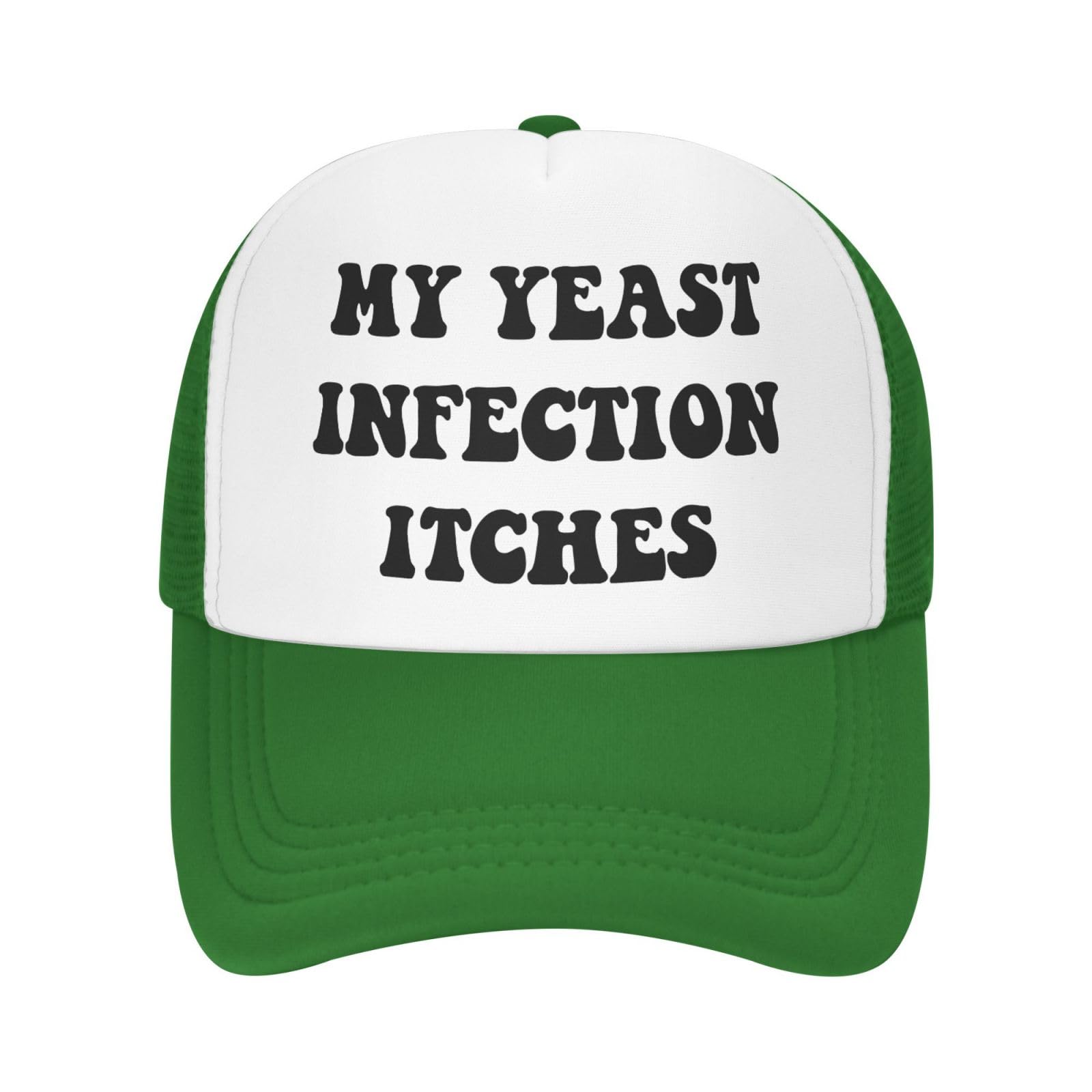 My Yeast Infection Itches Funny Gag Trucker Hat for Adult Humor Adjustable Mesh Sport Baseball Caps for Women Men Black