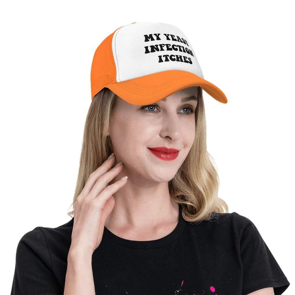 My Yeast Infection Itches Funny Gag Trucker Hat for Adult Humor Adjustable Mesh Sport Baseball Caps for Women Men Black