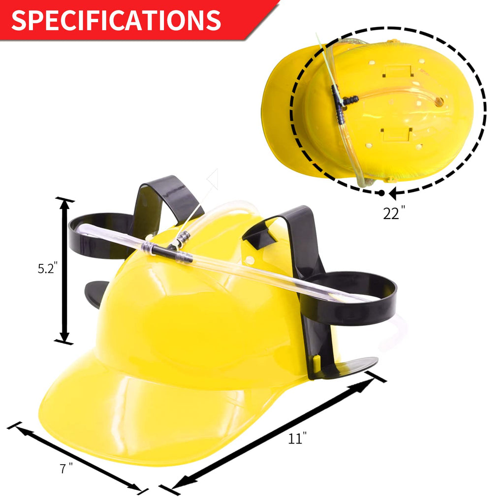 Novelty Place Drinking Helmet - Can Holder Drinker Hat Cap with Straw for Beer and Soda - Party Fun - Red/Yellow