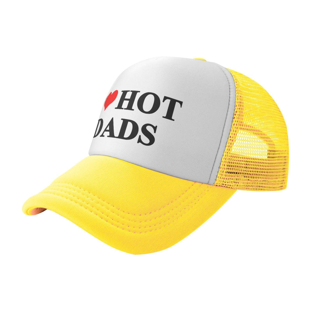 I Love Heart Hot Dads Funny Gag Trucker Hat for Adult Humor