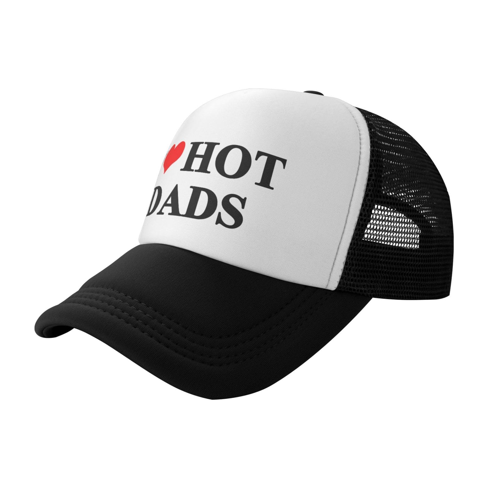 I Love Heart Hot Dads Funny Gag Trucker Hat for Adult Humor