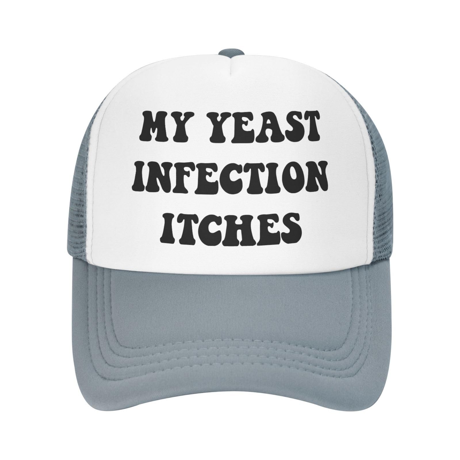 My Yeast Infection Itches Funny Gag Trucker Hat for Adult Humor Adjustable Mesh Sport Baseball Caps for Women Men Black