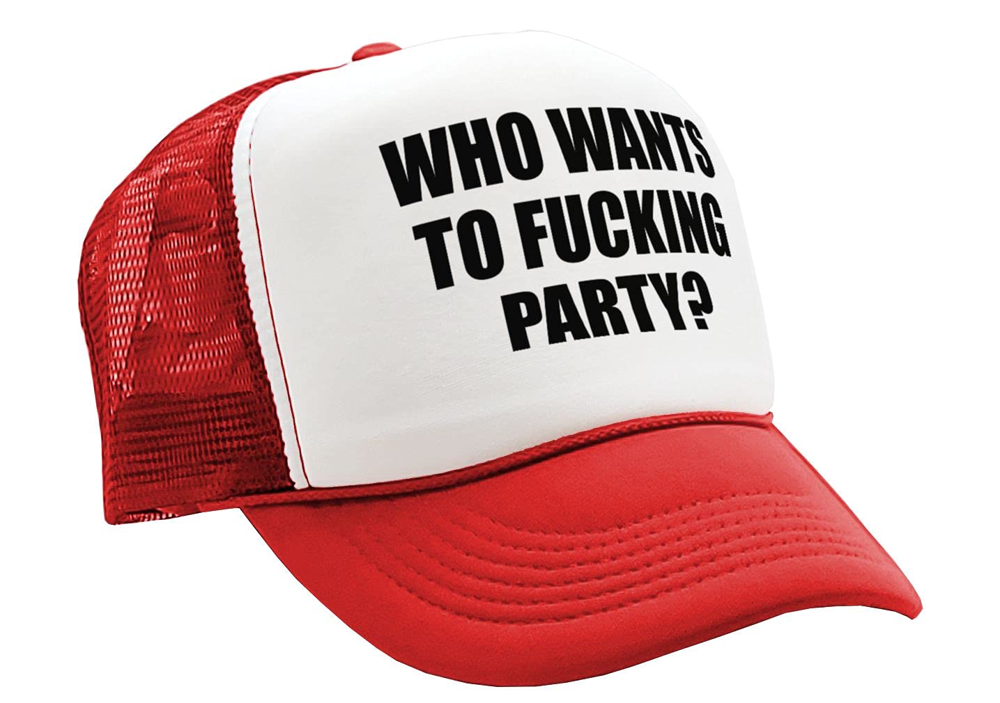 WHO Wants to Fucking Party - College Beer - Vintage Retro Style Trucker Cap Hat