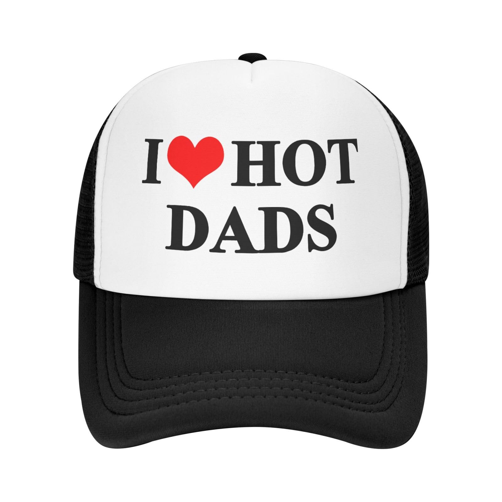 I Love Heart Hot Dads Funny Gag Trucker Hat for Adult Humor