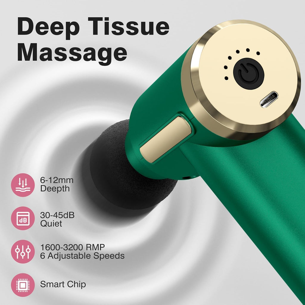 AS SEEN ON TIKTOK Massage Gun Deep Tissue for Pain Relief with 4 Massage Heads & 6 Speeds, Electric Mini Handheld Body Massager for Any Pain Relief, Best Gifts for Dad and Mom