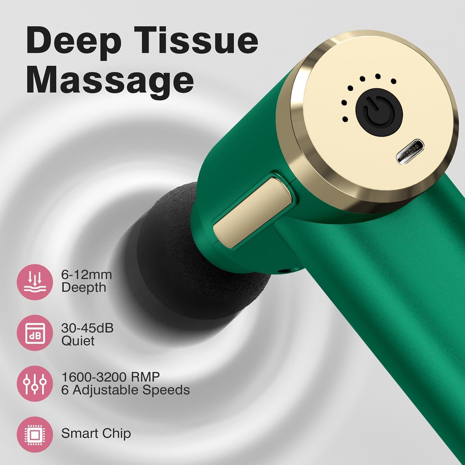 AS SEEN ON TIKTOK Massage Gun Deep Tissue for Pain Relief with 4 Massage Heads & 6 Speeds, Electric Mini Handheld Body Massager for Any Pain Relief, Best Gifts for Dad and Mom