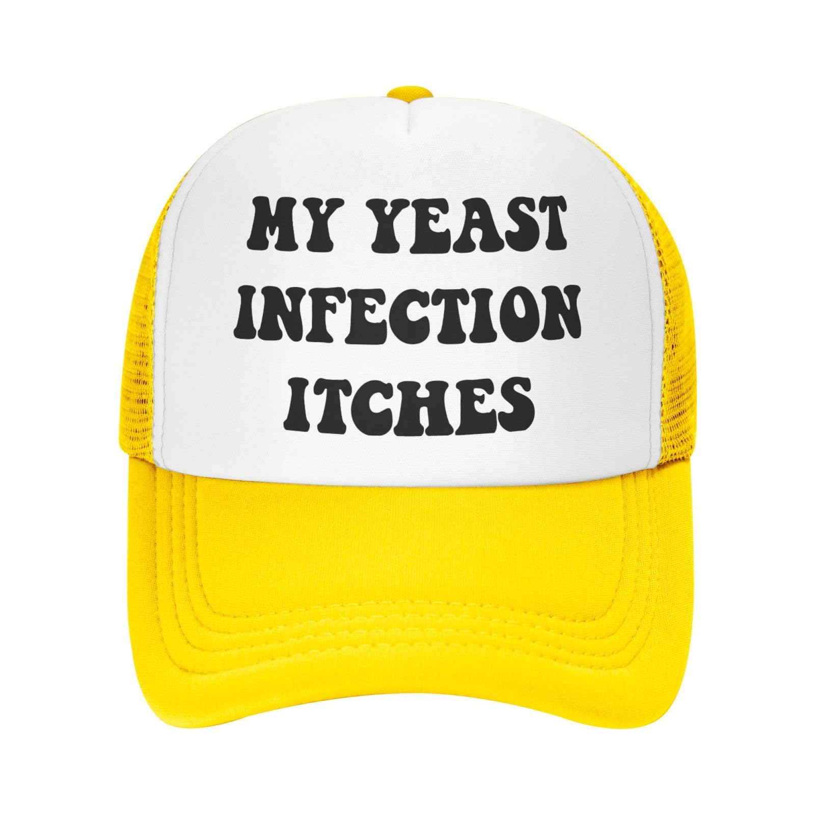My Yeast Infection Itches Funny Gag Trucker Hat for Adult Humor Adjustable Mesh Sport Baseball Caps for Women Men Black