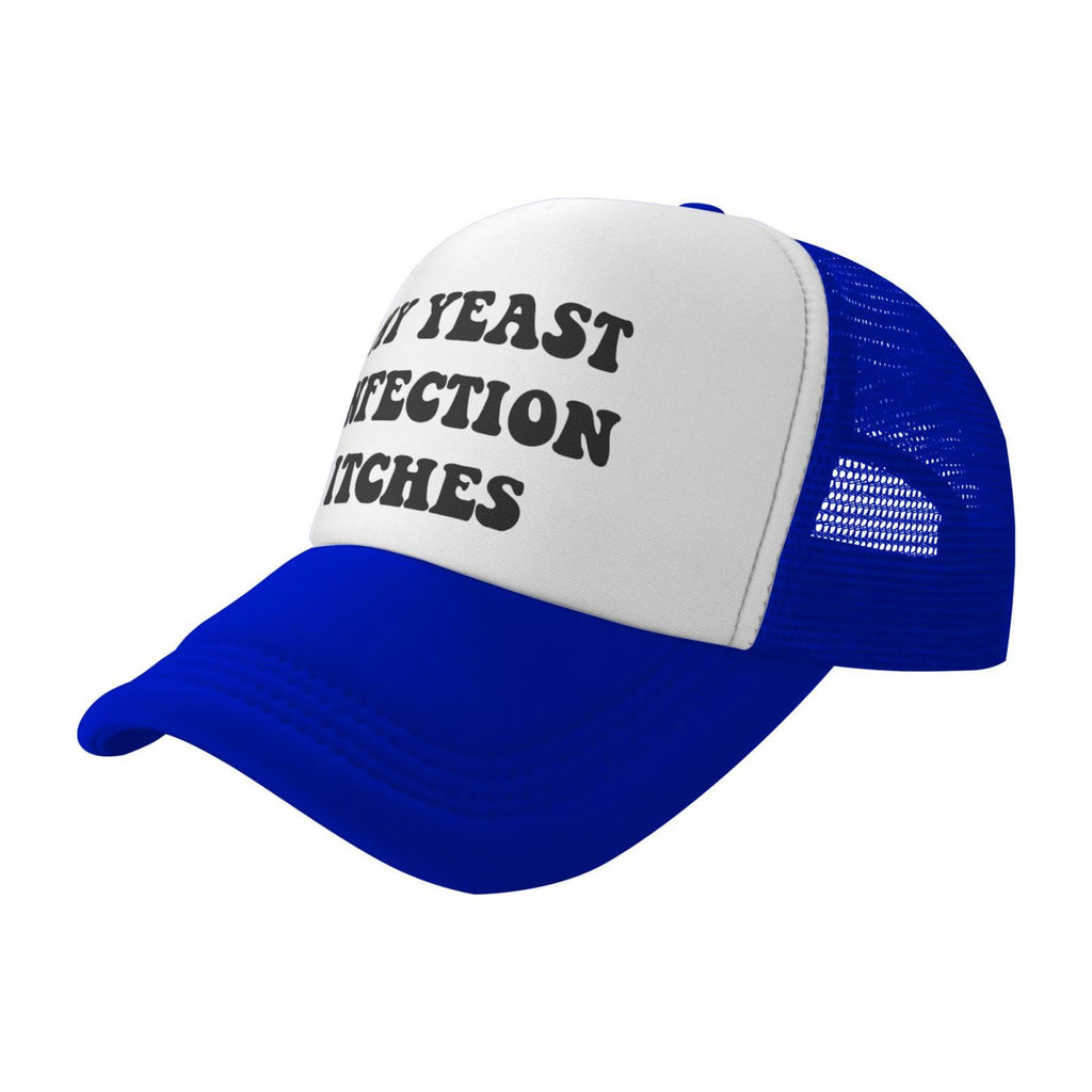 My Yeast Infection Itches Funny Gag Trucker Hat for Adult Humor Adjustable Mesh Sport Baseball Caps for Women Men Black