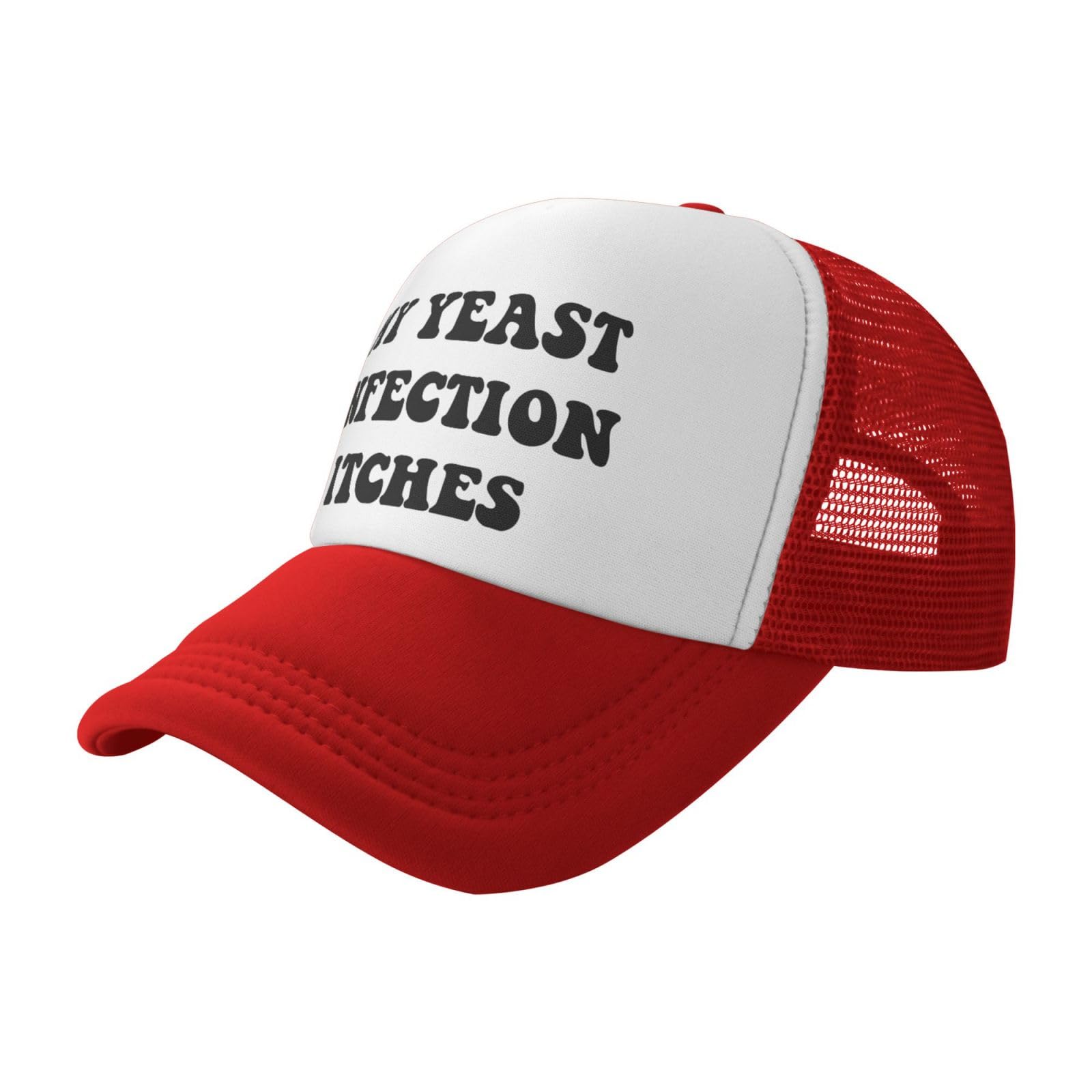 My Yeast Infection Itches Funny Gag Trucker Hat for Adult Humor Adjustable Mesh Sport Baseball Caps for Women Men Black
