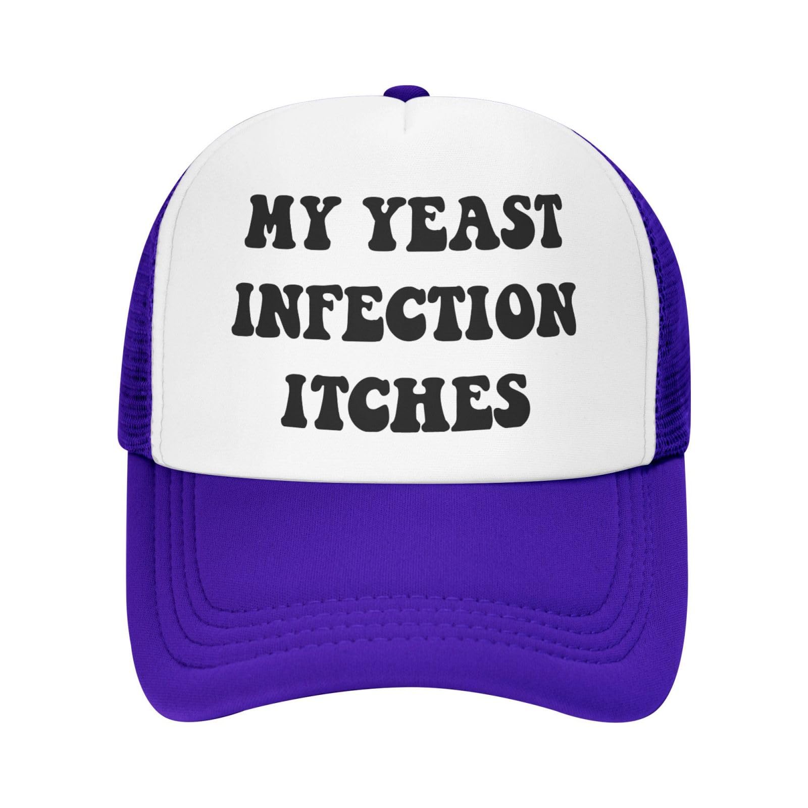 My Yeast Infection Itches Funny Gag Trucker Hat for Adult Humor Adjustable Mesh Sport Baseball Caps for Women Men Black