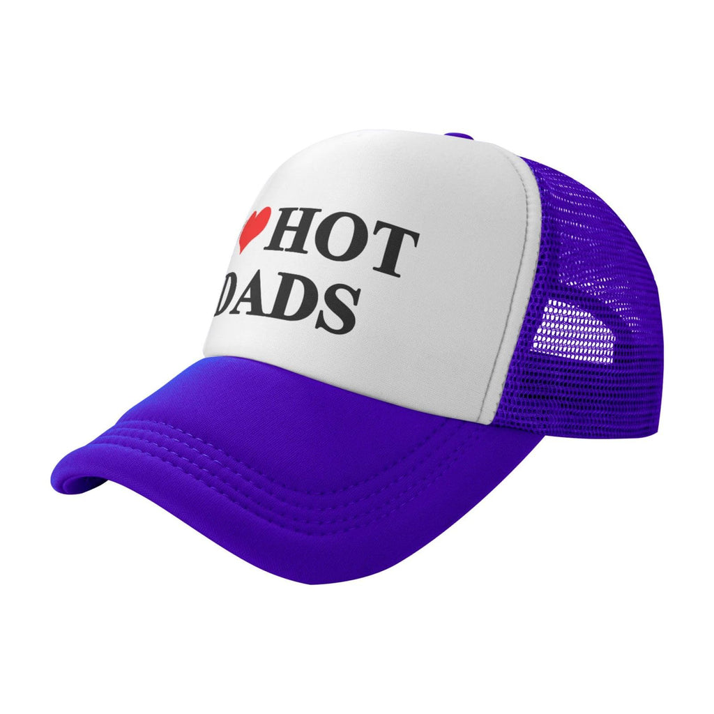 I Love Heart Hot Dads Funny Gag Trucker Hat for Adult Humor