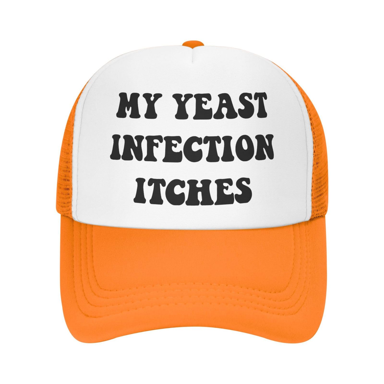 My Yeast Infection Itches Funny Gag Trucker Hat for Adult Humor Adjustable Mesh Sport Baseball Caps for Women Men Black