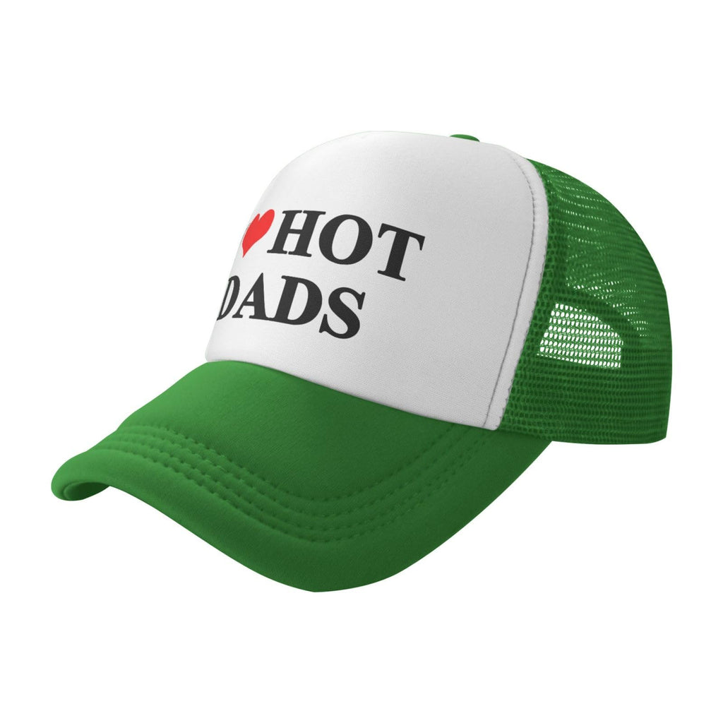 I Love Heart Hot Dads Funny Gag Trucker Hat for Adult Humor