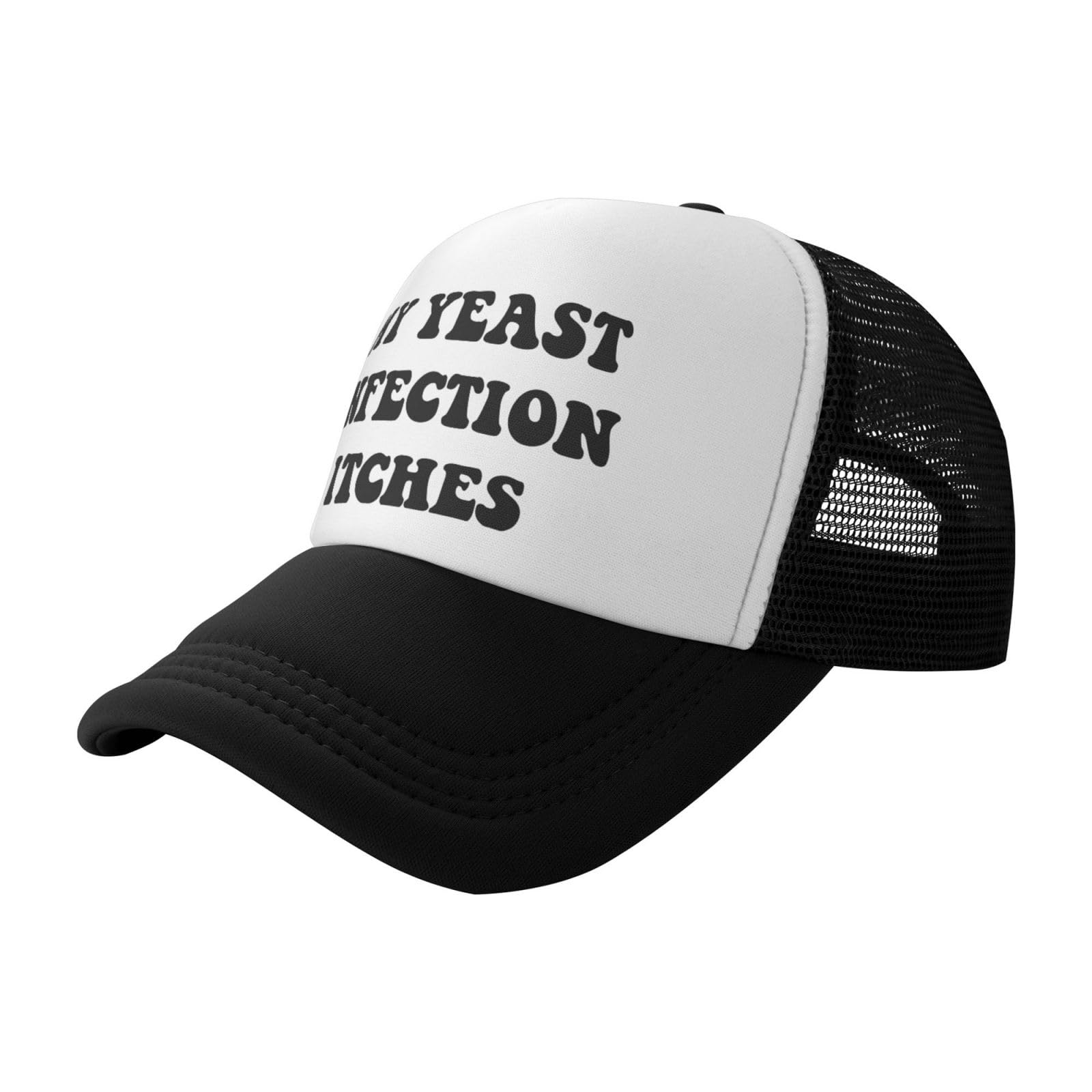 My Yeast Infection Itches Funny Gag Trucker Hat for Adult Humor Adjustable Mesh Sport Baseball Caps for Women Men Black