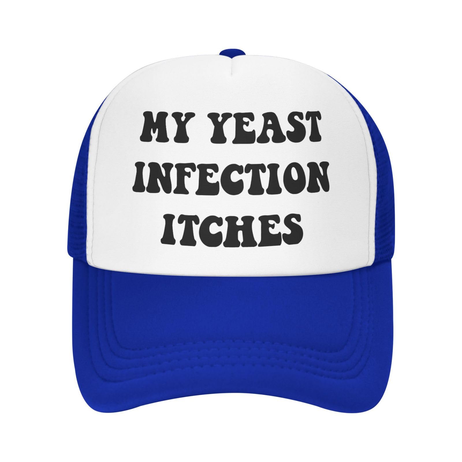 My Yeast Infection Itches Funny Gag Trucker Hat for Adult Humor Adjustable Mesh Sport Baseball Caps for Women Men Black