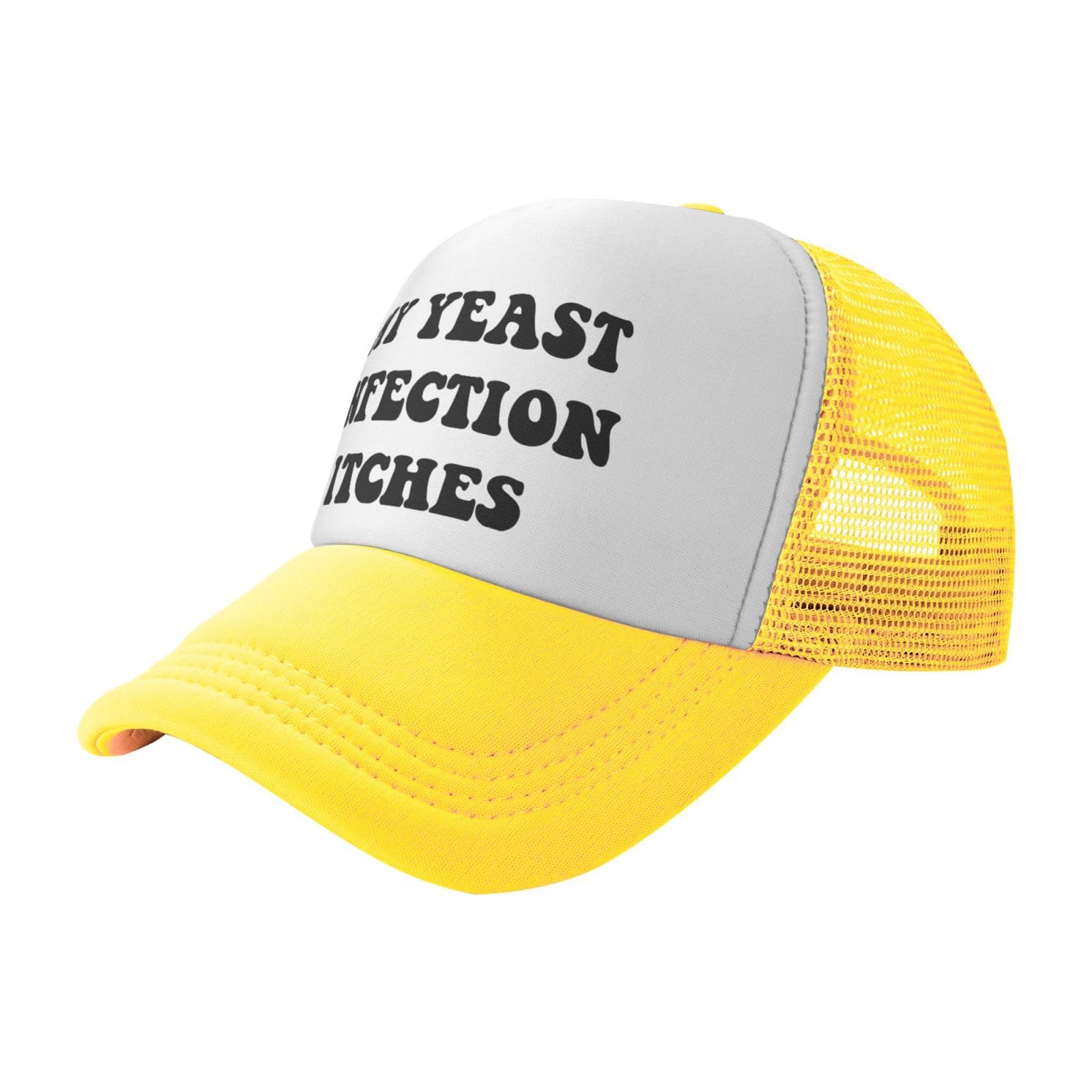 My Yeast Infection Itches Funny Gag Trucker Hat for Adult Humor Adjustable Mesh Sport Baseball Caps for Women Men Black