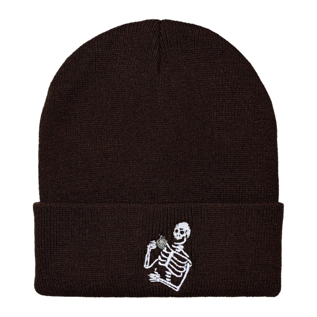 Embroidered Beanie for Men Women Stretch Knited Winter Hat Warm Cuffed Skeleton Hat Skull Cap