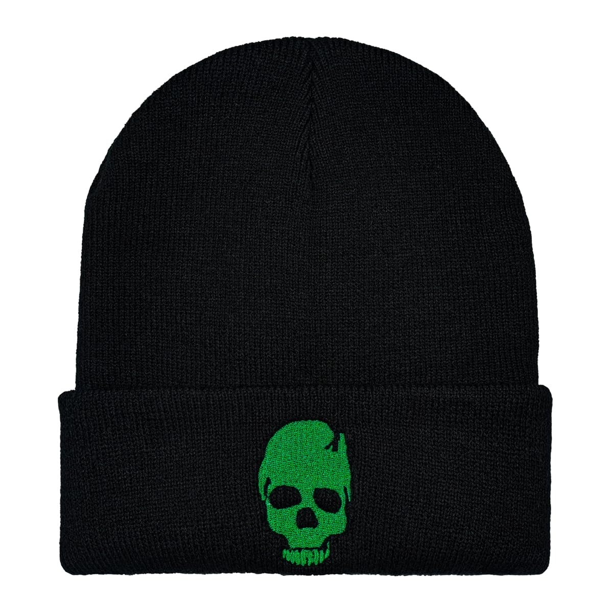 Embroidered Beanie for Men Women Stretch Knited Winter Hat Warm Cuffed Skeleton Hat Skull Cap