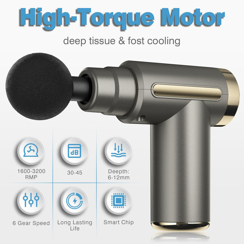 AS SEEN ON TIKTOK Massage Gun Deep Tissue for Pain Relief with 4 Massage Heads & 6 Speeds, Electric Mini Handheld Body Massager for Any Pain Relief, Best Gifts for Dad and Mom