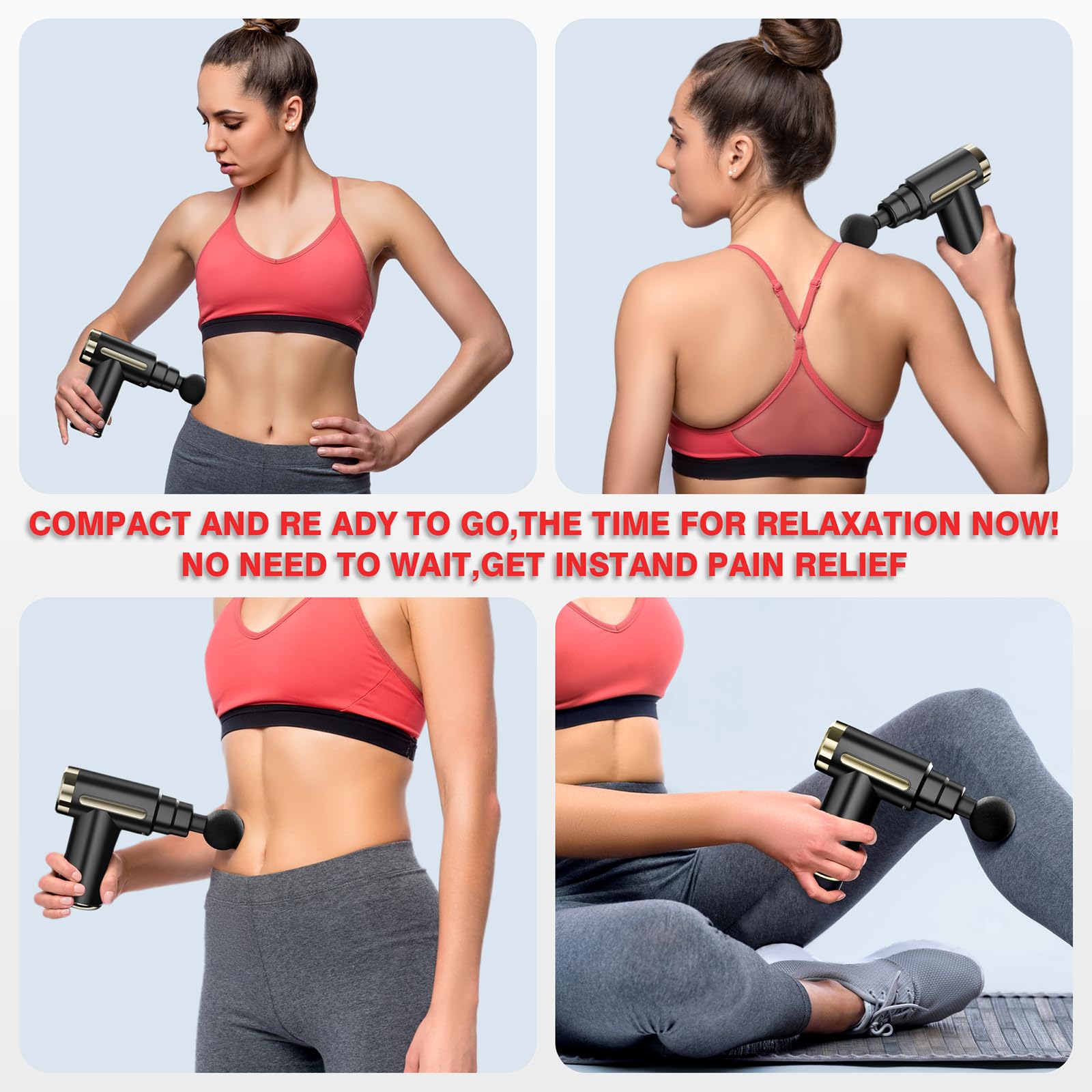 AS SEEN ON TIKTOK Massage Gun Deep Tissue for Pain Relief with 4 Massage Heads & 6 Speeds, Electric Mini Handheld Body Massager for Any Pain Relief, Best Gifts for Dad and Mom