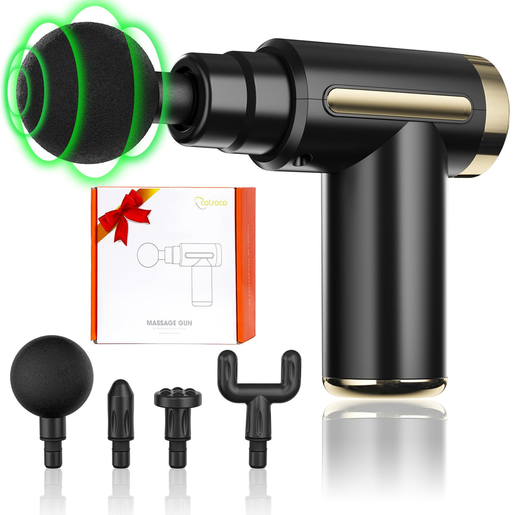 AS SEEN ON TIKTOK Massage Gun Deep Tissue for Pain Relief with 4 Massage Heads & 6 Speeds, Electric Mini Handheld Body Massager for Any Pain Relief, Best Gifts for Dad and Mom