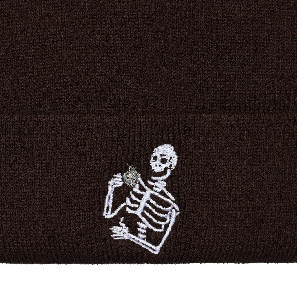 Embroidered Beanie for Men Women Stretch Knited Winter Hat Warm Cuffed Skeleton Hat Skull Cap