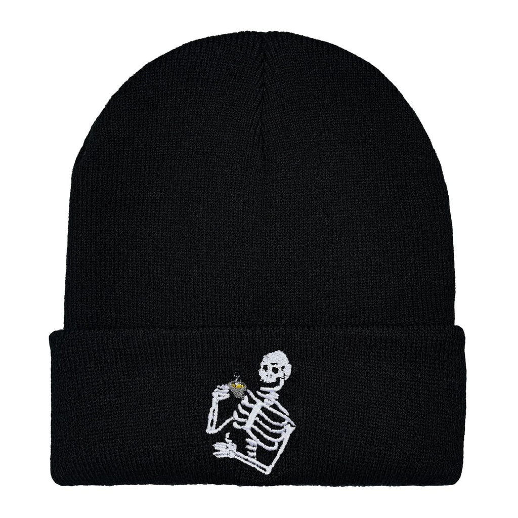 Embroidered Beanie for Men Women Stretch Knited Winter Hat Warm Cuffed Skeleton Hat Skull Cap