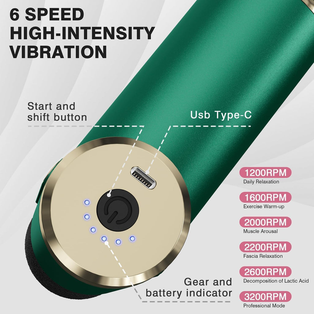 AS SEEN ON TIKTOK Massage Gun Deep Tissue for Pain Relief with 4 Massage Heads & 6 Speeds, Electric Mini Handheld Body Massager for Any Pain Relief, Best Gifts for Dad and Mom