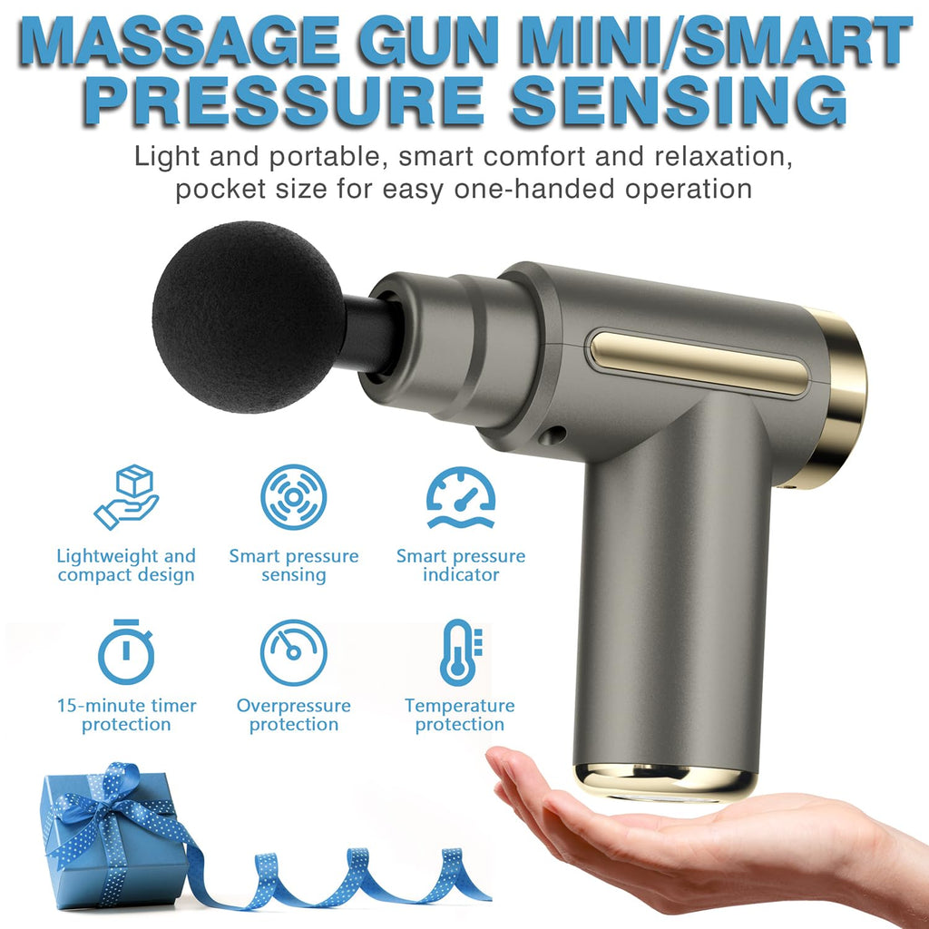 AS SEEN ON TIKTOK Massage Gun Deep Tissue for Pain Relief with 4 Massage Heads & 6 Speeds, Electric Mini Handheld Body Massager for Any Pain Relief, Best Gifts for Dad and Mom
