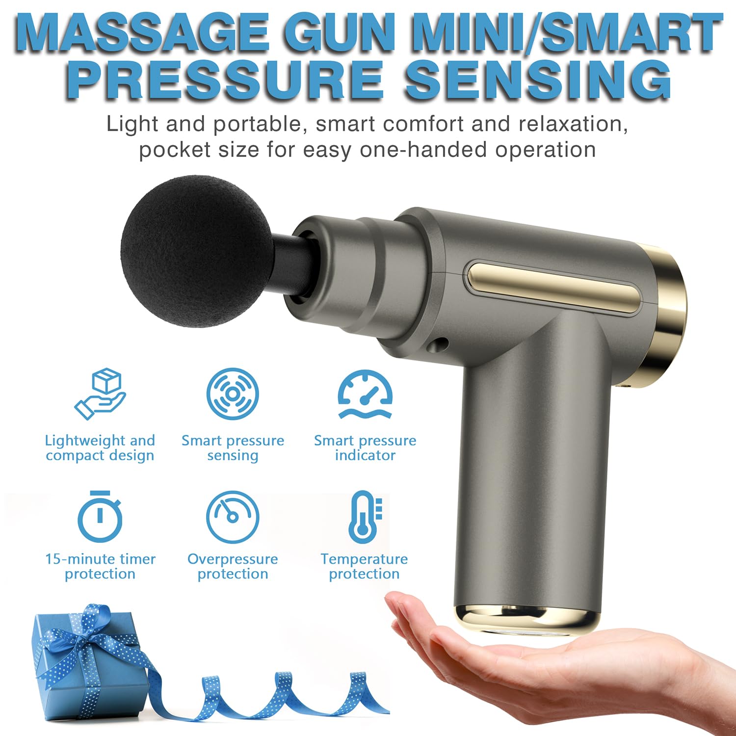 AS SEEN ON TIKTOK Massage Gun Deep Tissue for Pain Relief with 4 Massage Heads & 6 Speeds, Electric Mini Handheld Body Massager for Any Pain Relief, Best Gifts for Dad and Mom