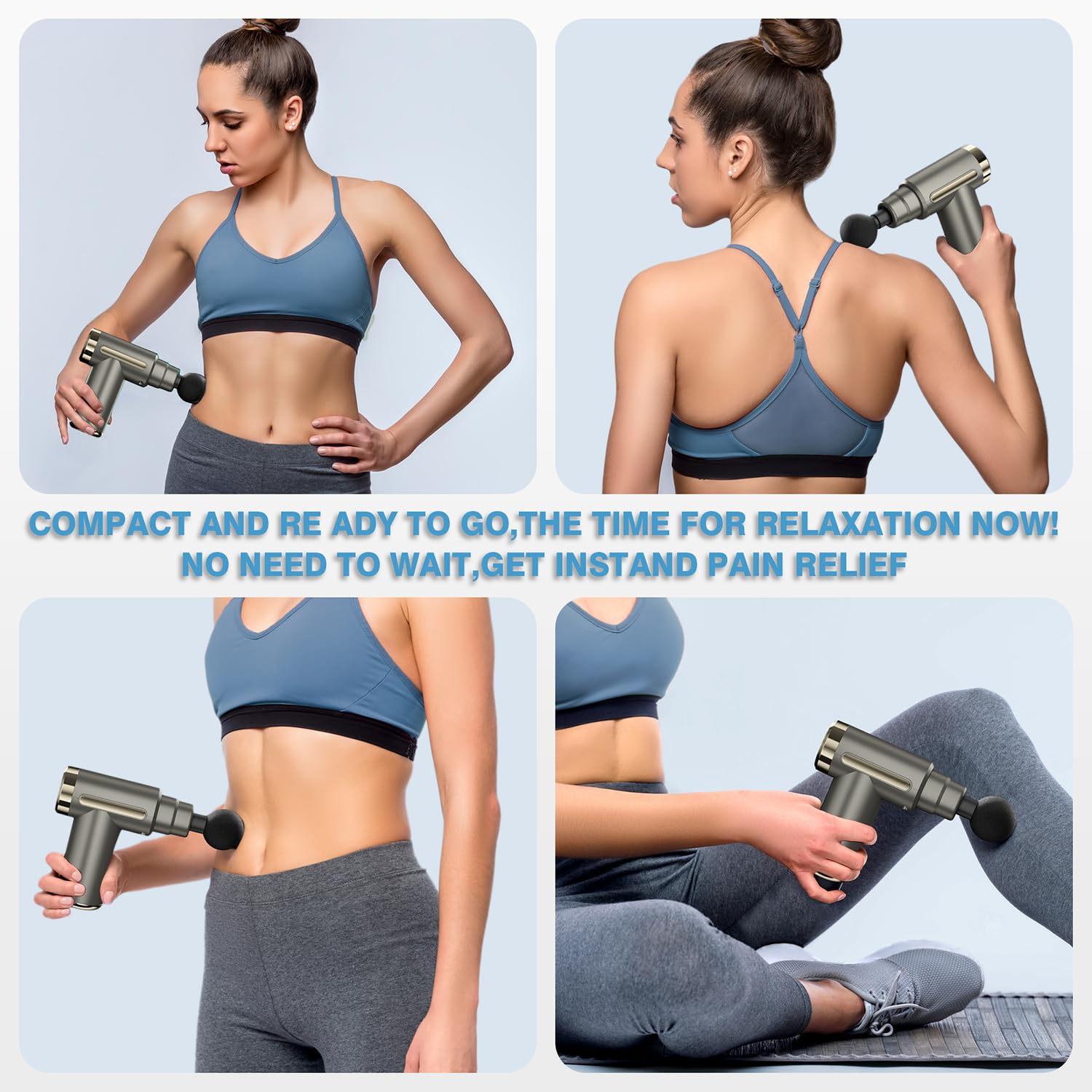 AS SEEN ON TIKTOK Massage Gun Deep Tissue for Pain Relief with 4 Massage Heads & 6 Speeds, Electric Mini Handheld Body Massager for Any Pain Relief, Best Gifts for Dad and Mom