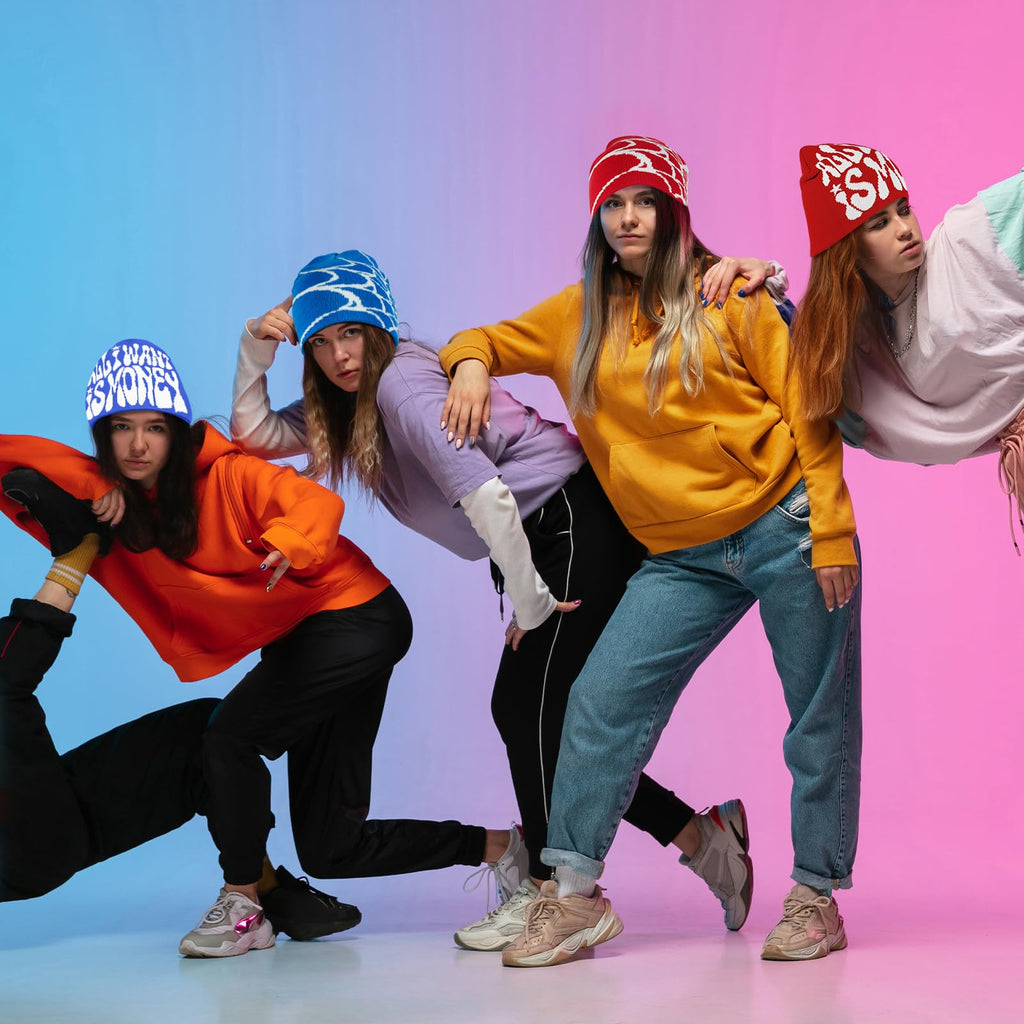 4Pcs Y2k Beanies Spider Web Pattern Acrylic Knitted Hats Casual Streetwear Beanies for Women Man Winter Outdoor