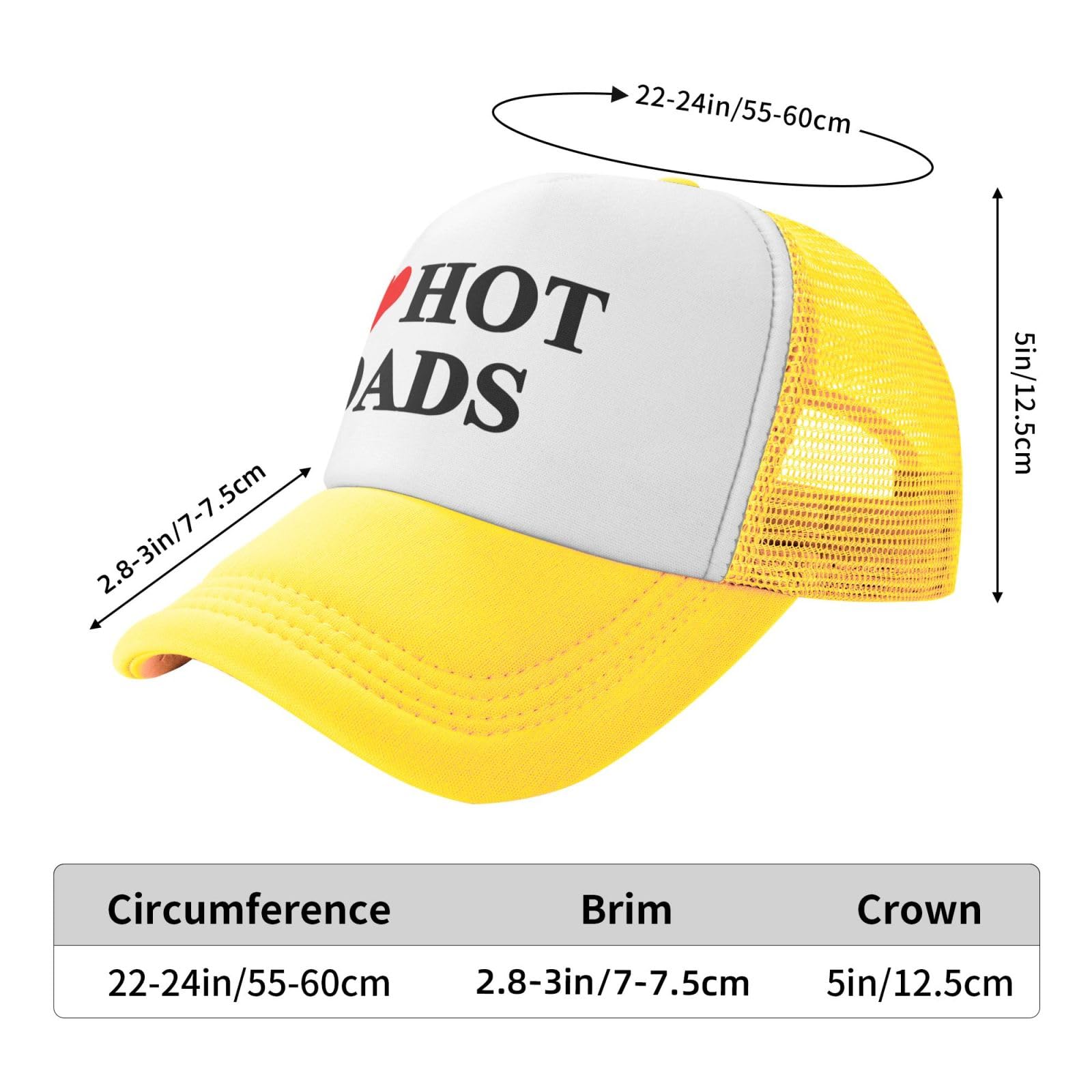 I Love Heart Hot Dads Funny Gag Trucker Hat for Adult Humor