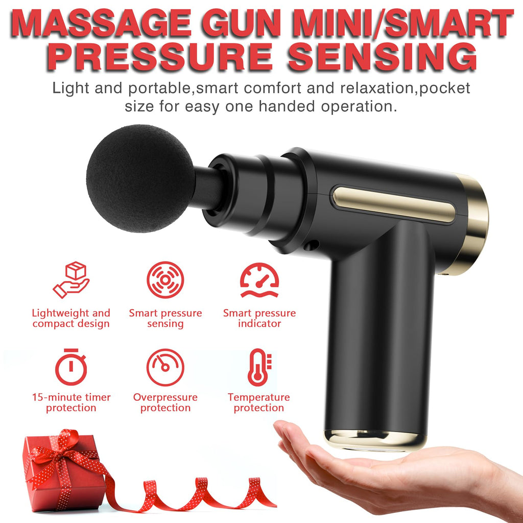 AS SEEN ON TIKTOK Massage Gun Deep Tissue for Pain Relief with 4 Massage Heads & 6 Speeds, Electric Mini Handheld Body Massager for Any Pain Relief, Best Gifts for Dad and Mom