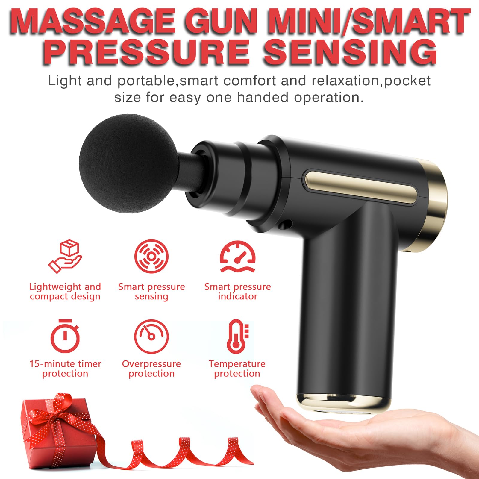 AS SEEN ON TIKTOK Massage Gun Deep Tissue for Pain Relief with 4 Massage Heads & 6 Speeds, Electric Mini Handheld Body Massager for Any Pain Relief, Best Gifts for Dad and Mom