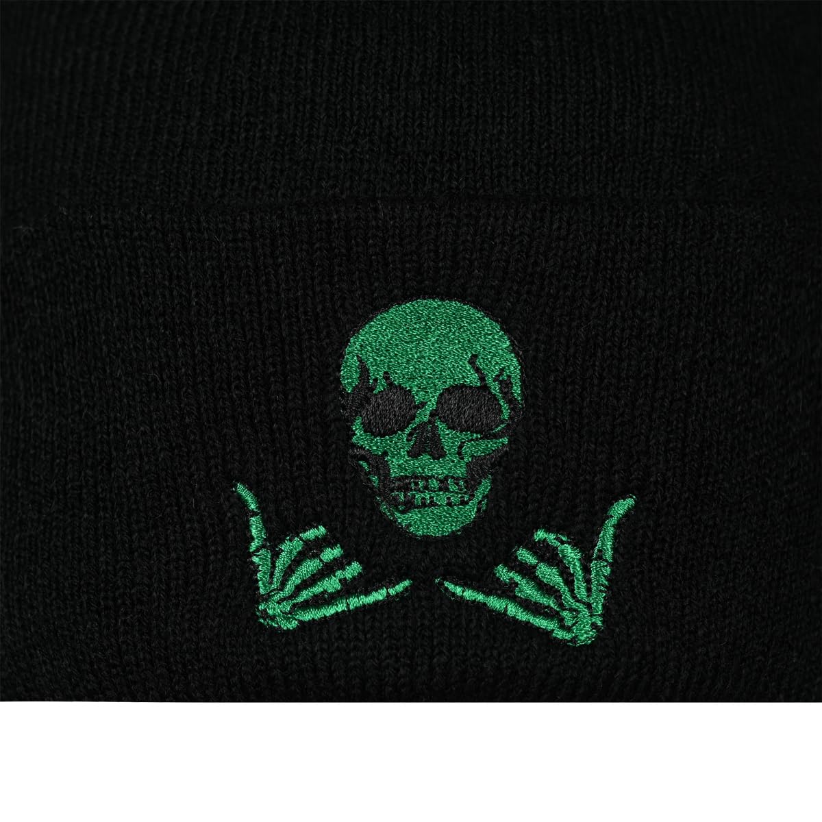 Embroidered Beanie for Men Women Stretch Knited Winter Hat Warm Cuffed Skeleton Hat Skull Cap