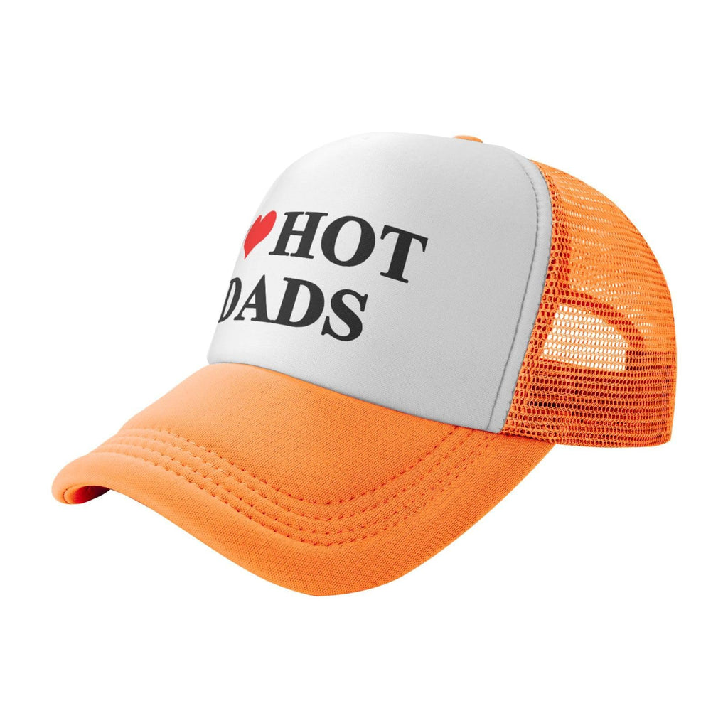 I Love Heart Hot Dads Funny Gag Trucker Hat for Adult Humor