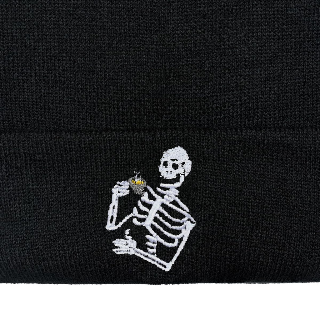 Embroidered Beanie for Men Women Stretch Knited Winter Hat Warm Cuffed Skeleton Hat Skull Cap