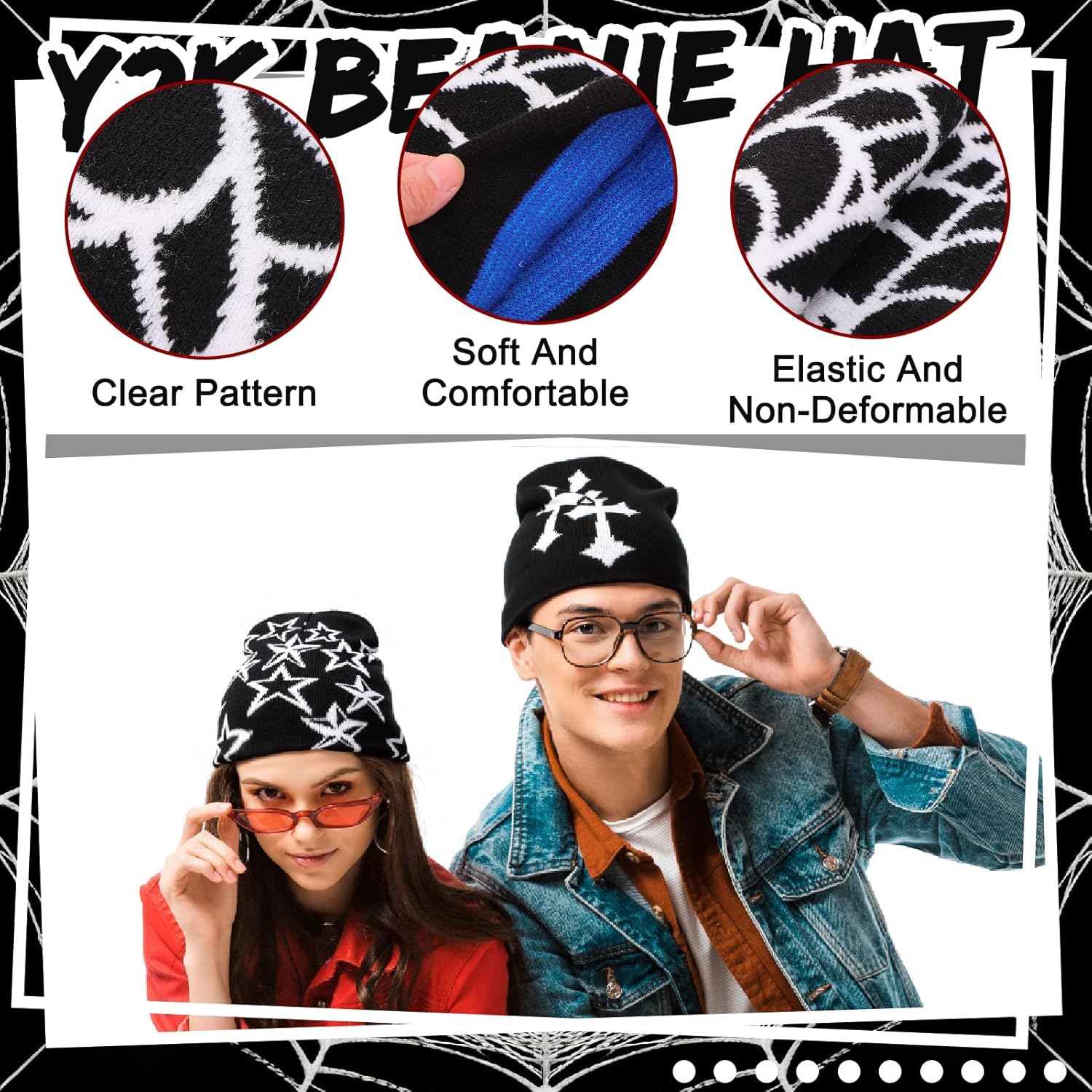6 Pcs Beanies Spider Web