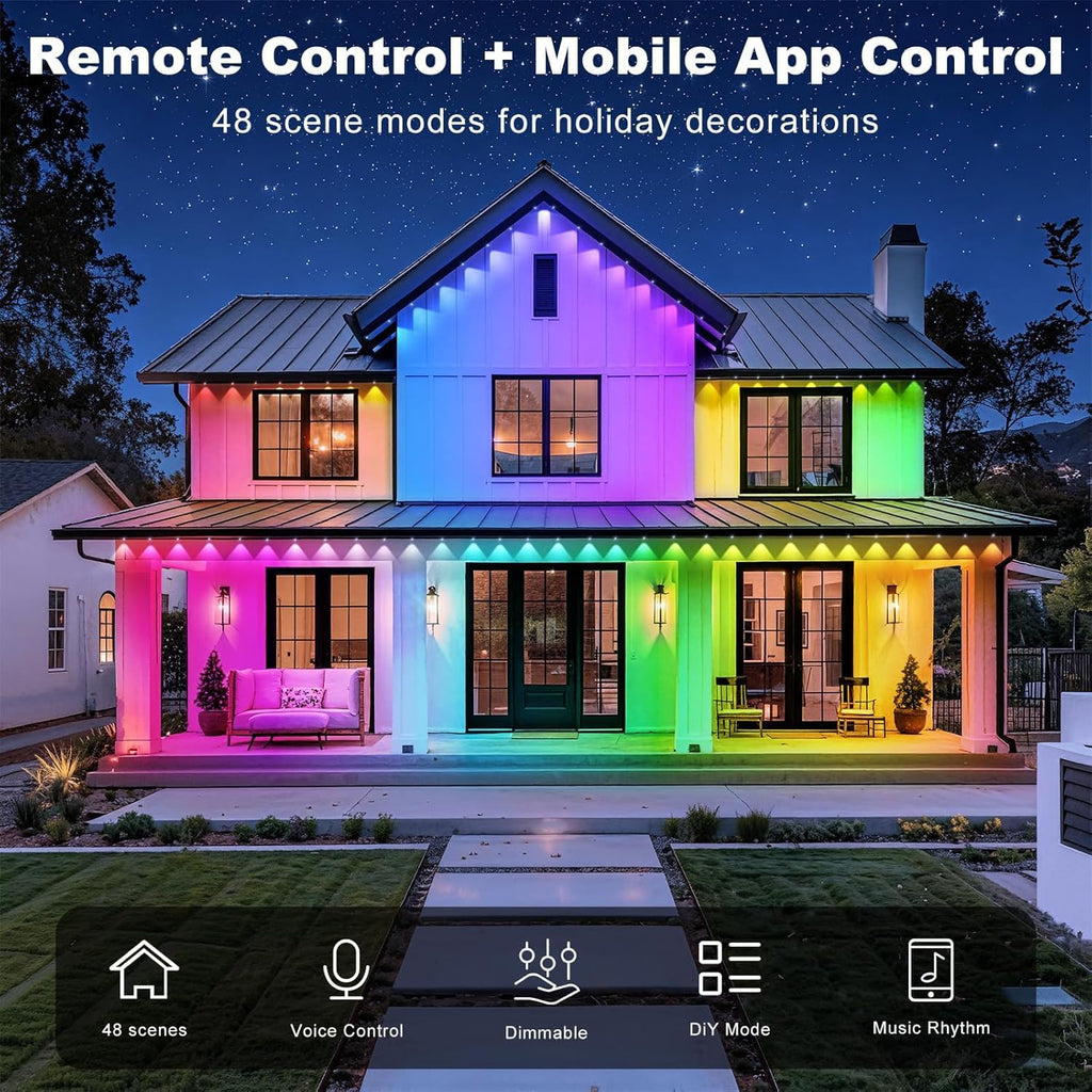 RCUICA 16.4FT LED Neon Rope Lights Waterproof with Smart App Control Remote