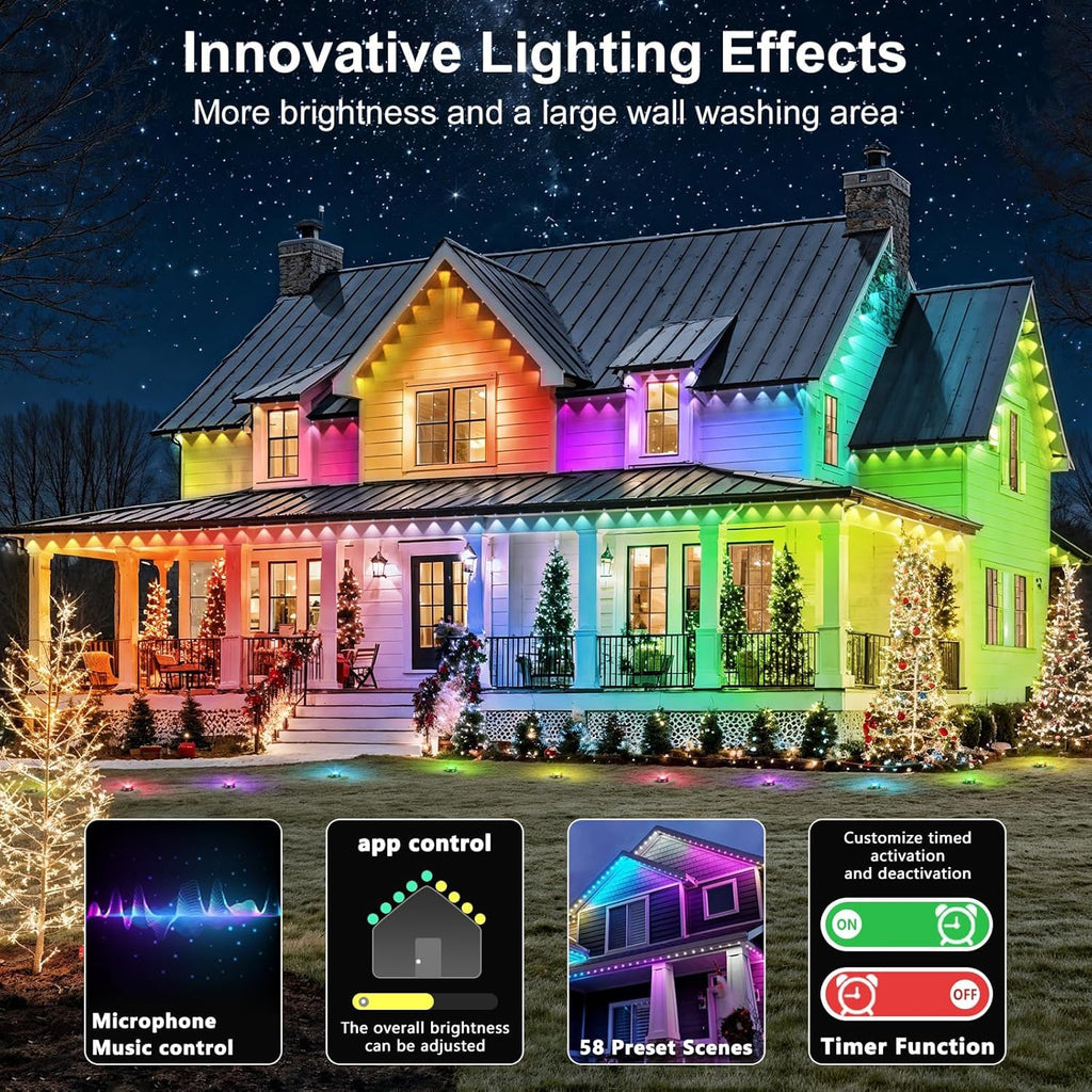RCUICA 16.4FT LED Neon Rope Lights Waterproof with Smart App Control Remote