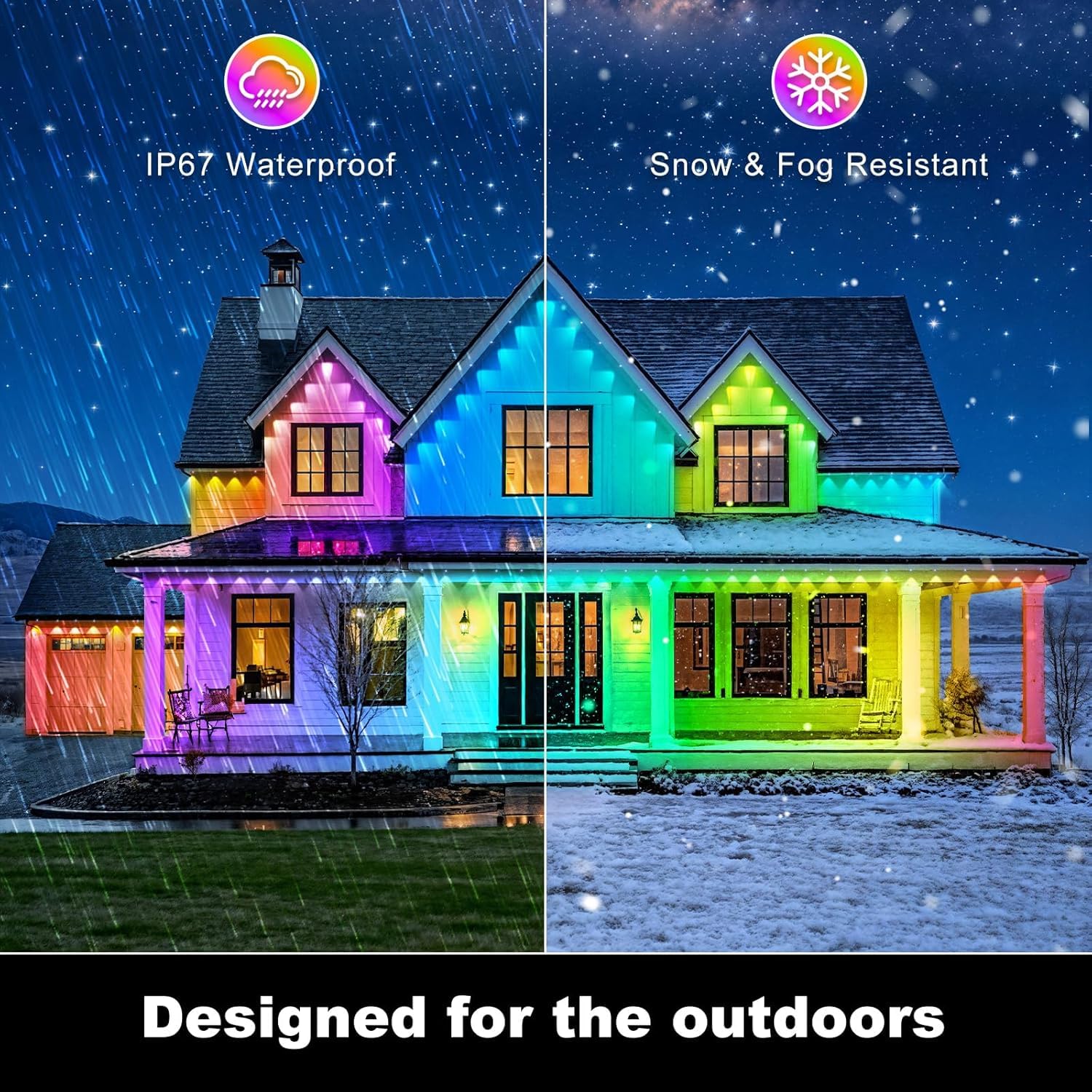 RCUICA 16.4FT LED Neon Rope Lights Waterproof with Smart App Control Remote