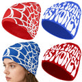4Pcs Y2k Beanies Spider Web Pattern Acrylic Knitted Hats Casual Streetwear Beanies for Women Man Winter Outdoor
