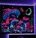 TUGCAY Blacklight Mushroom Tapestry, Glow In The Dark Tapestry Black Light Plant Fantasy UV Reactive Mushroom Butterfly Moon Tapestries Posters Wall Hanging for Bedroom Dorm Decor(70"x90")